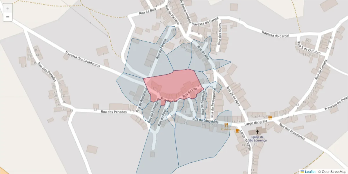 Mapa detalhado do código postal 7220-028 com limites, códigos postais vizinhos e agências dos correios