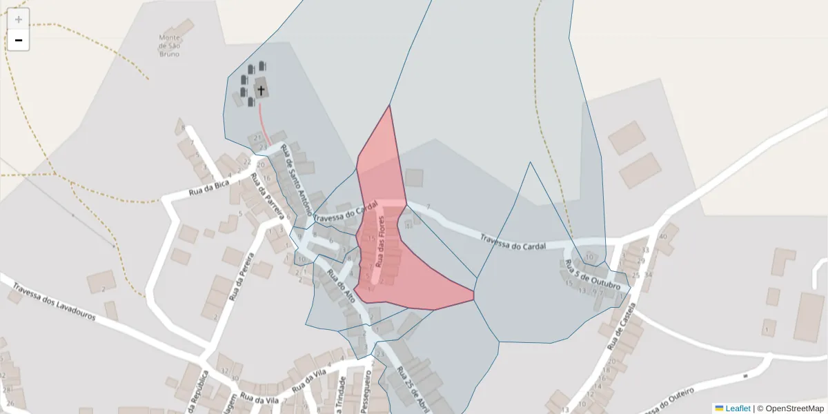 Mapa detalhado do código postal 7220-029 com limites, códigos postais vizinhos e agências dos correios