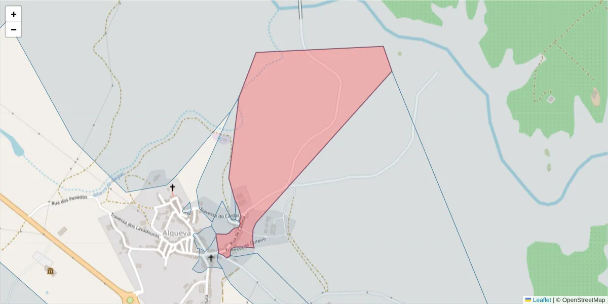 Mapa detalhado do código postal 7220-030 com limites, códigos postais vizinhos e agências dos correios