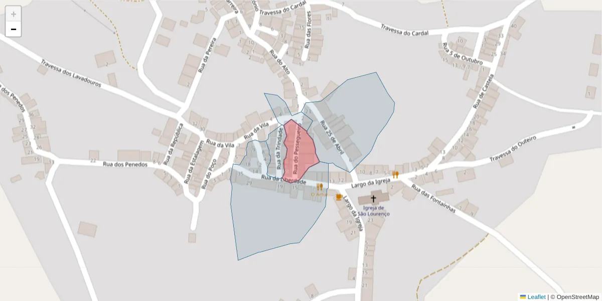 Mapa detalhado do código postal 7220-035 com limites, códigos postais vizinhos e agências dos correios