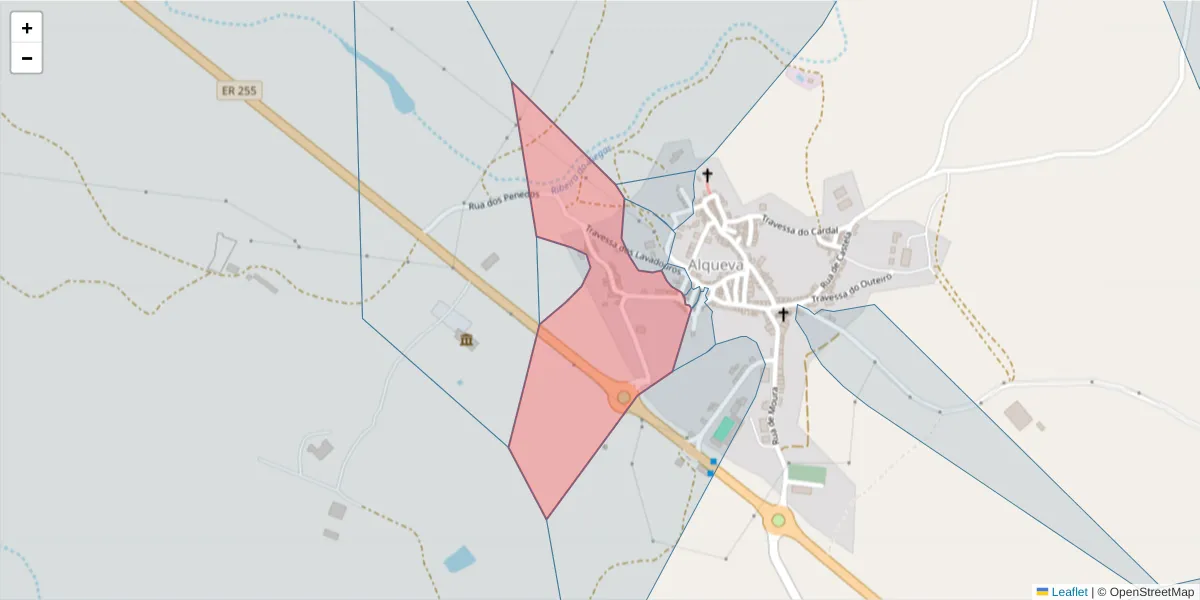 Mapa detalhado do código postal 7220-037 com limites, códigos postais vizinhos e agências dos correios