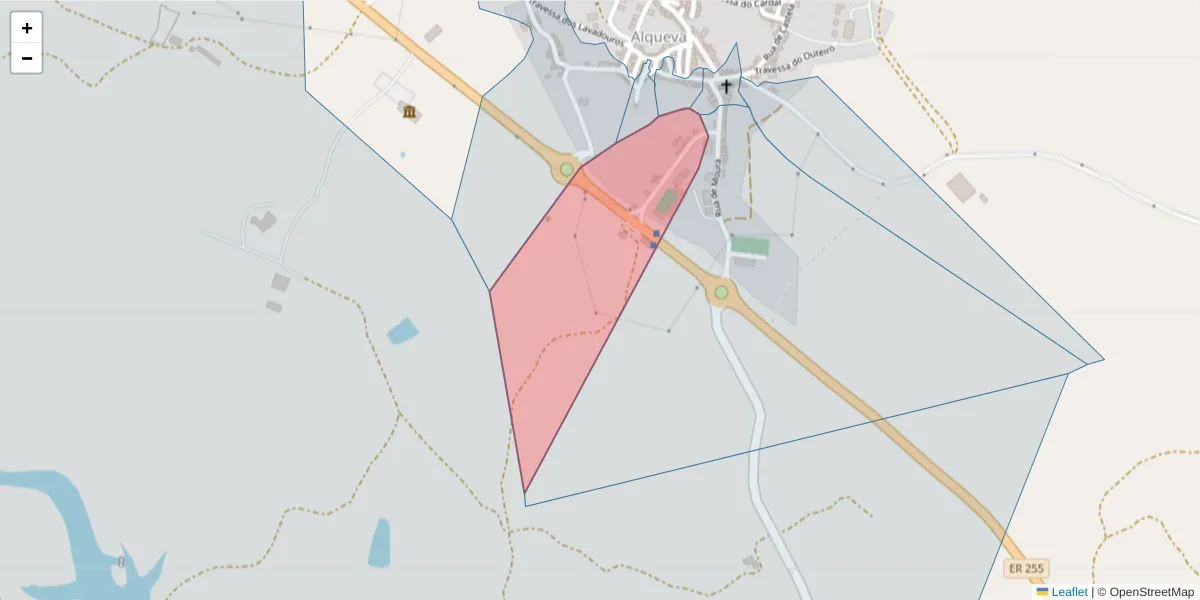 Mapa detalhado do código postal 7220-039 com limites, códigos postais vizinhos e agências dos correios