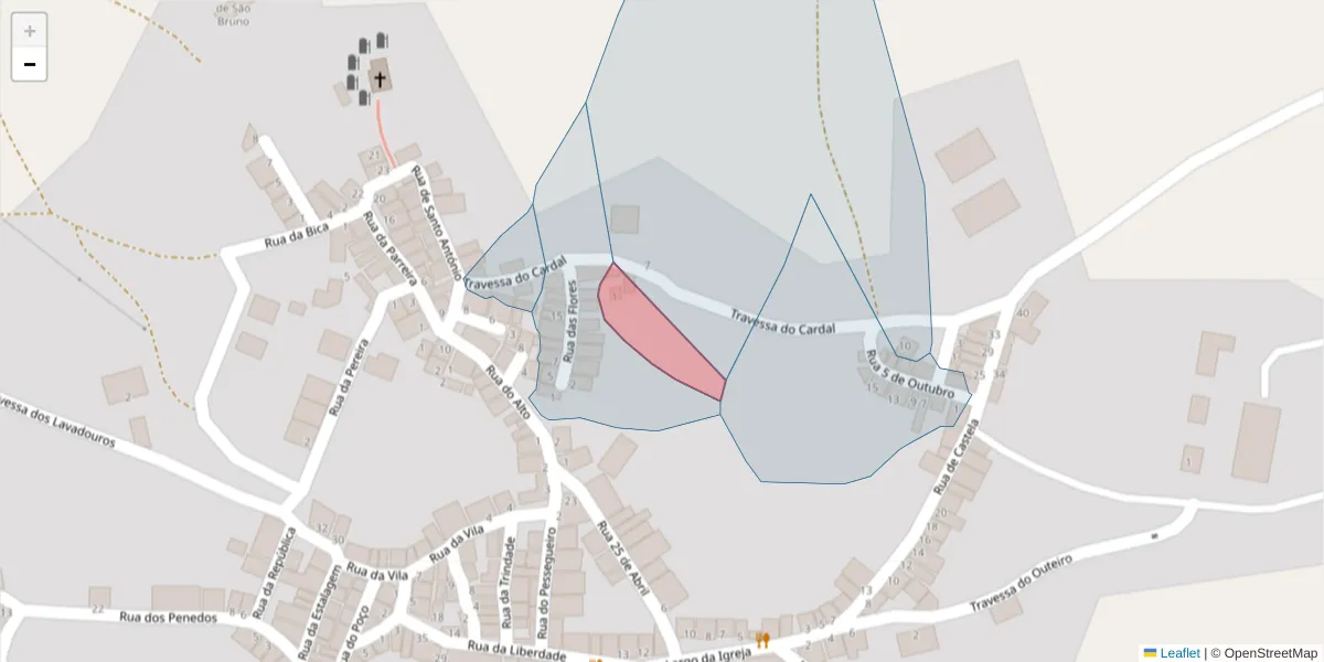Mapa detalhado do código postal 7220-042 com limites, códigos postais vizinhos e agências dos correios