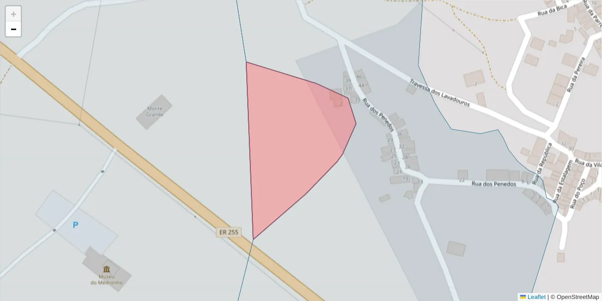 Mapa detalhado do código postal 7220-043 com limites, códigos postais vizinhos e agências dos correios