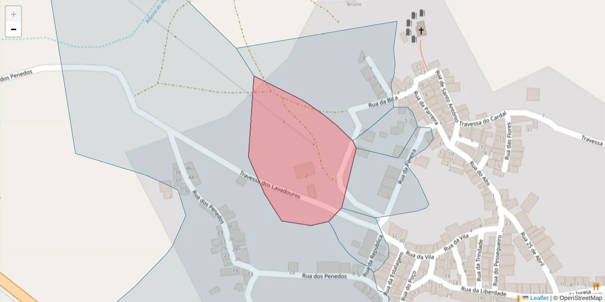 Mapa detalhado do código postal 7220-046 com limites, códigos postais vizinhos e agências dos correios