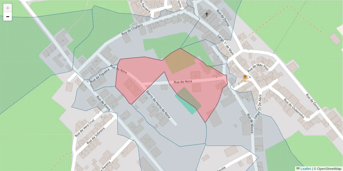 Mapa detalhado do código postal 7220-114 com limites, códigos postais vizinhos e agências dos correios