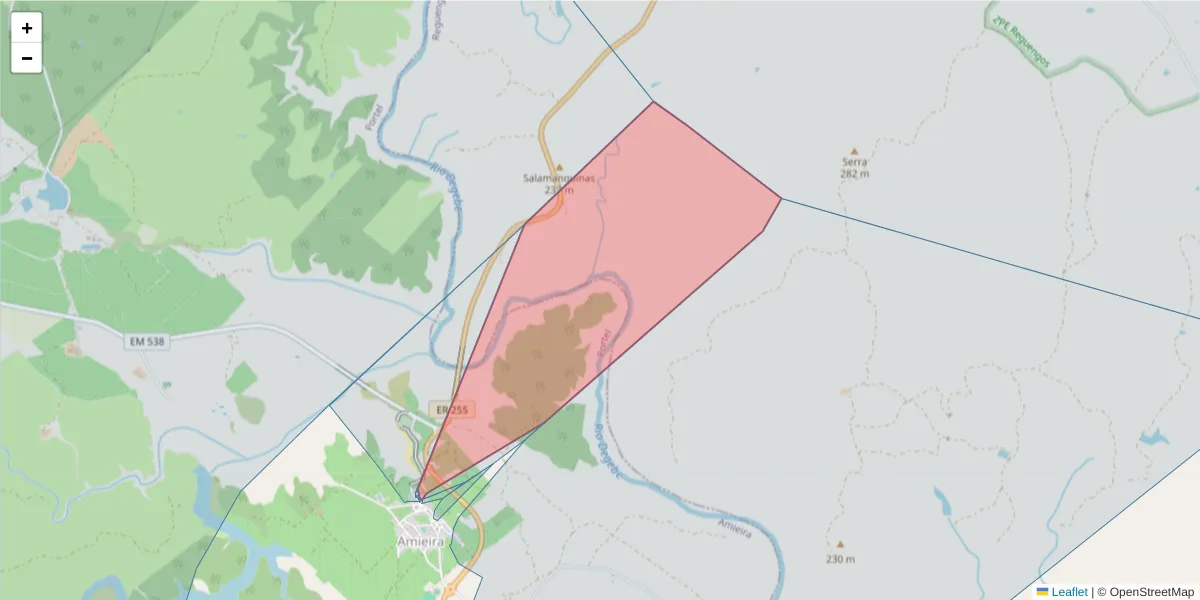 Mapa detalhado do código postal 7220-120 com limites, códigos postais vizinhos e agências dos correios