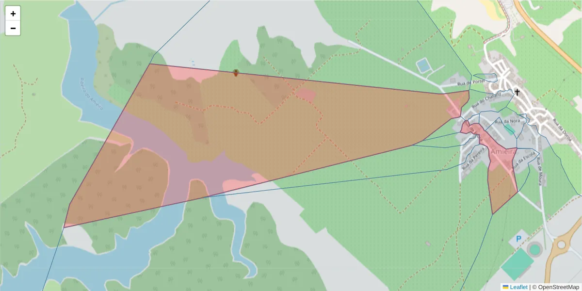 Mapa detalhado do código postal 7220-121 com limites, códigos postais vizinhos e agências dos correios