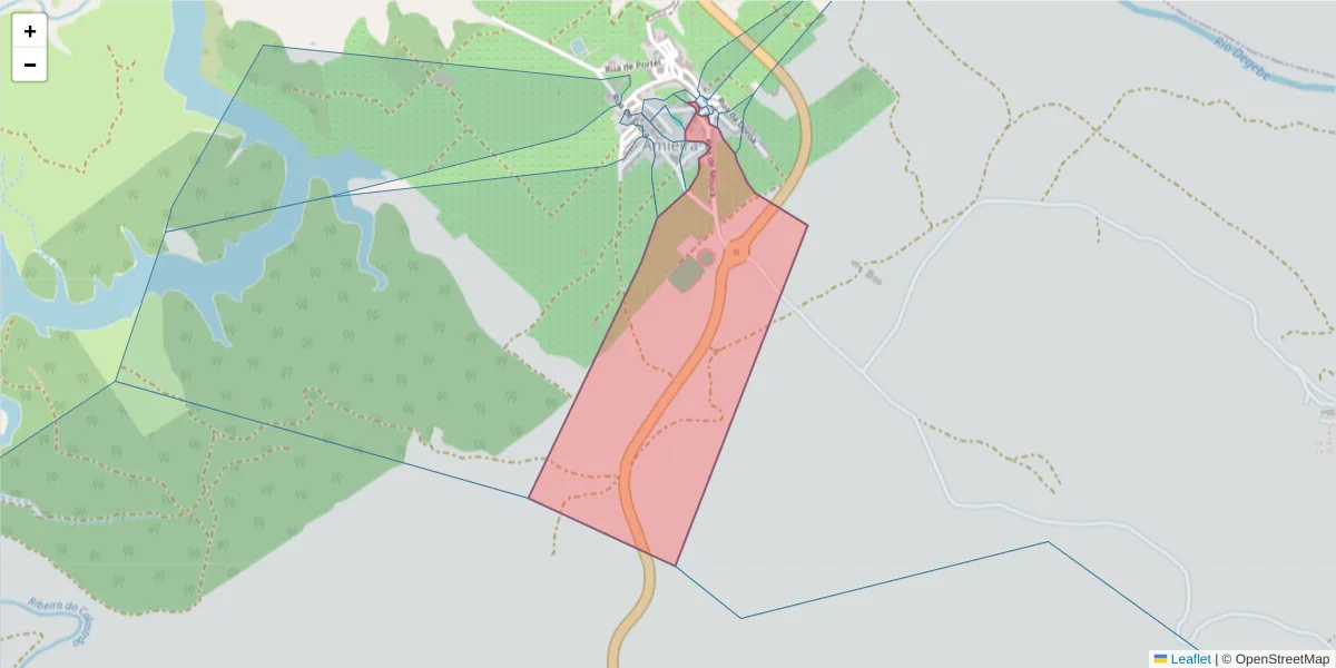Mapa detalhado do código postal 7220-122 com limites, códigos postais vizinhos e agências dos correios