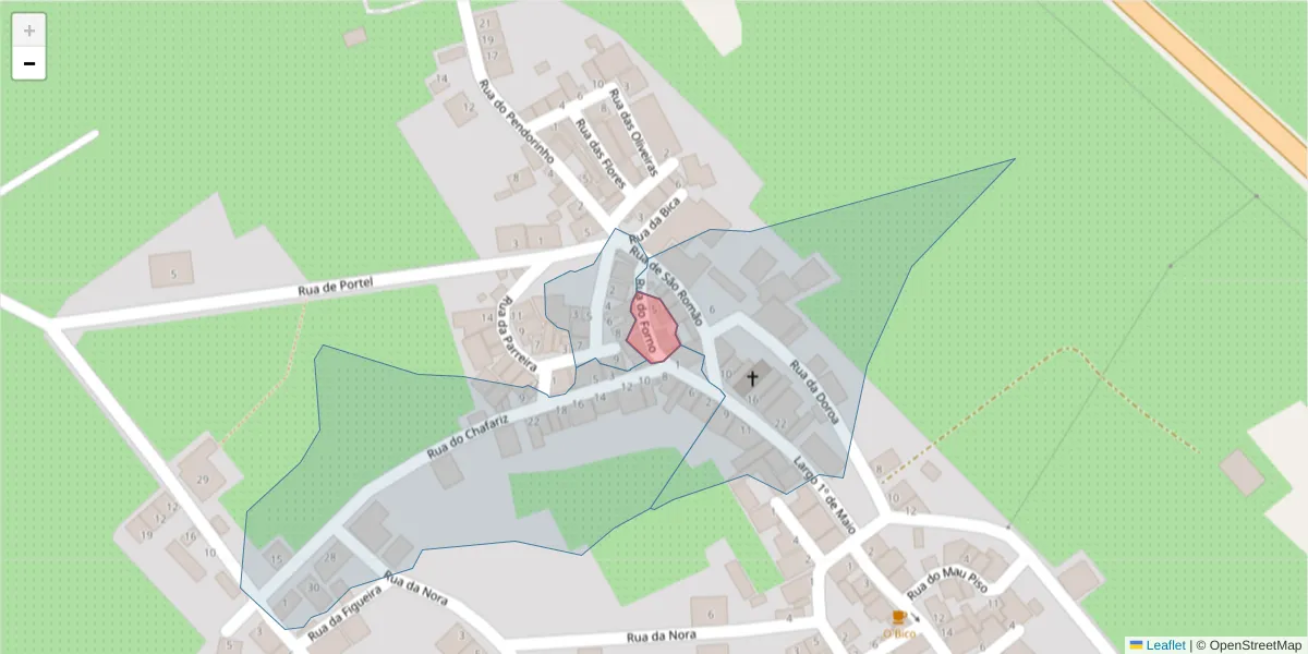 Mapa detalhado do código postal 7220-127 com limites, códigos postais vizinhos e agências dos correios