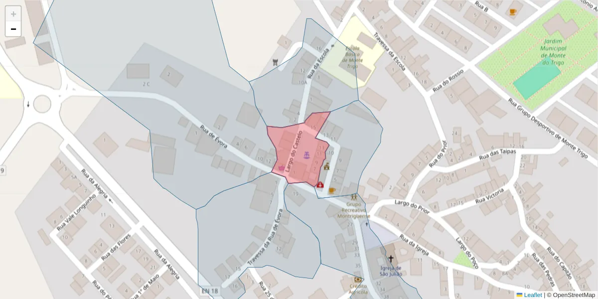 Mapa detalhado do código postal 7220-215 com limites, códigos postais vizinhos e agências dos correios