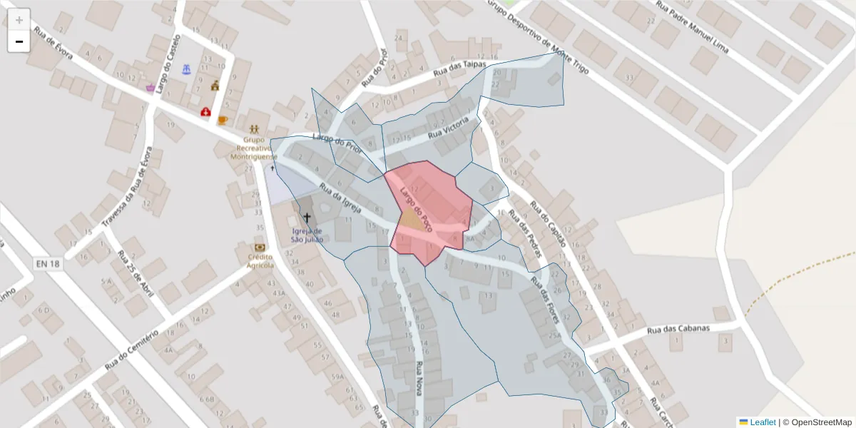 Mapa detalhado do código postal 7220-216 com limites, códigos postais vizinhos e agências dos correios