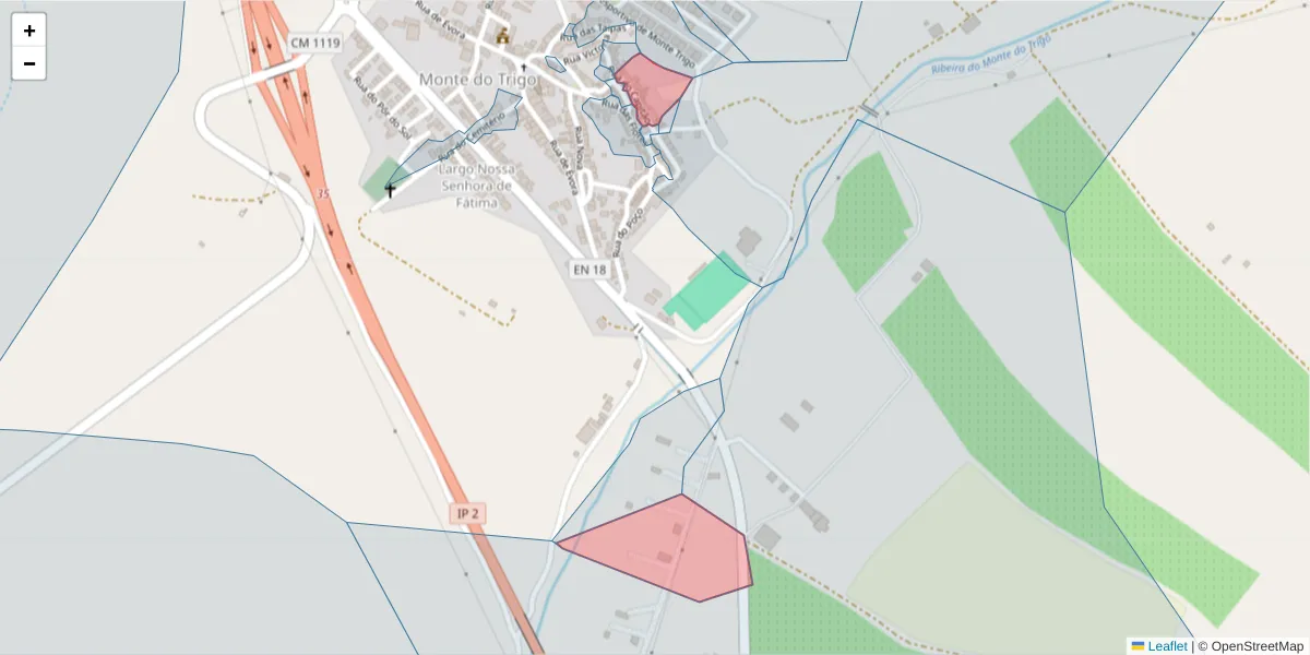 Mapa detalhado do código postal 7220-233 com limites, códigos postais vizinhos e agências dos correios