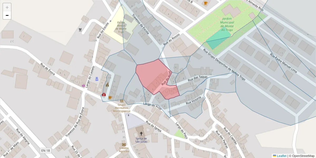 Mapa detalhado do código postal 7220-237 com limites, códigos postais vizinhos e agências dos correios