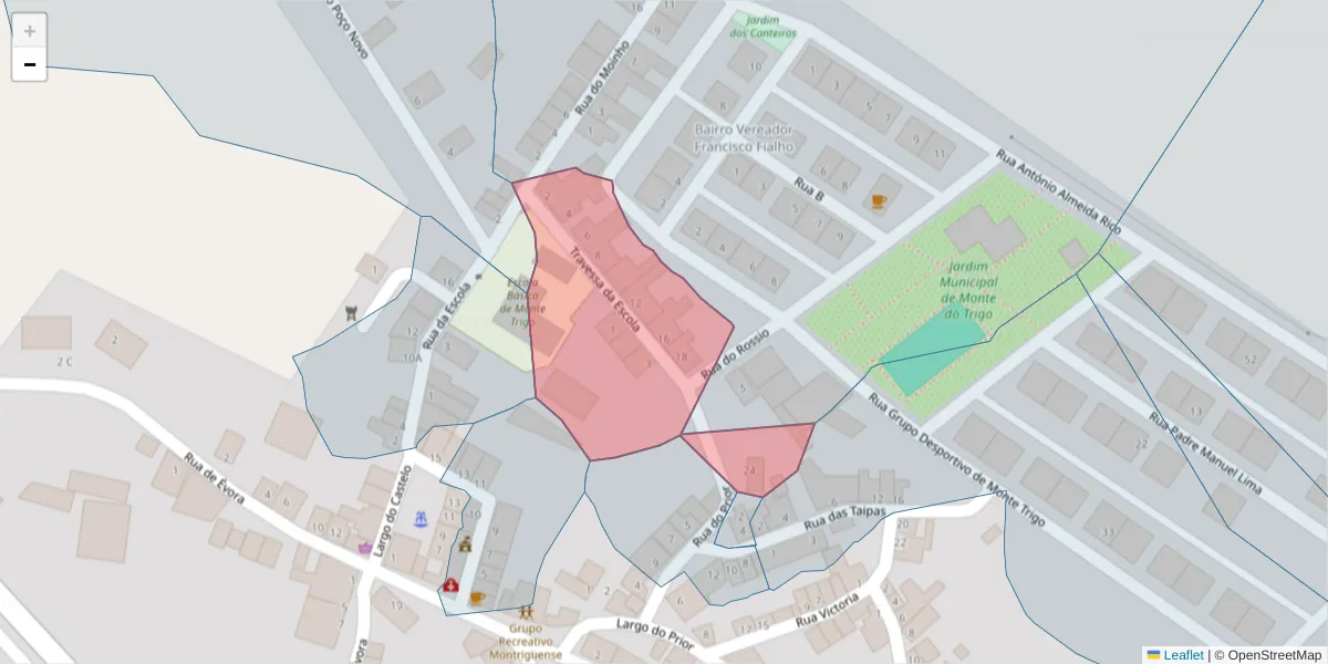 Mapa detalhado do código postal 7220-242 com limites, códigos postais vizinhos e agências dos correios