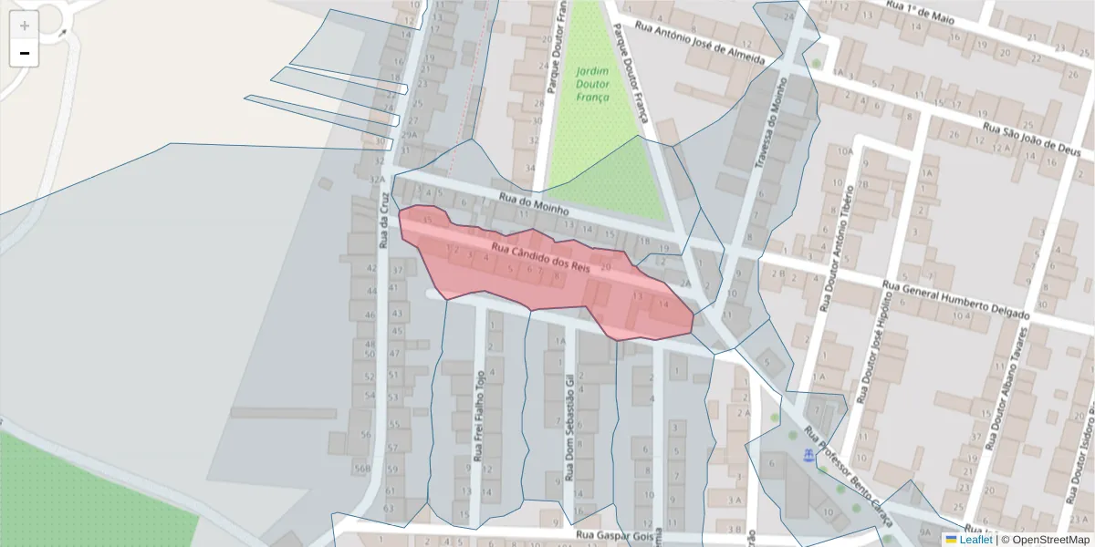 Mapa detalhado do código postal 7220-380 com limites, códigos postais vizinhos e agências dos correios