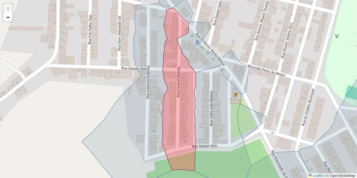 Mapa detalhado do código postal 7220-382 com limites, códigos postais vizinhos e agências dos correios