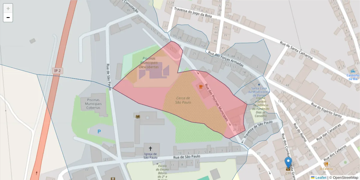 Mapa detalhado do código postal 7220-395 com limites, códigos postais vizinhos e agências dos correios