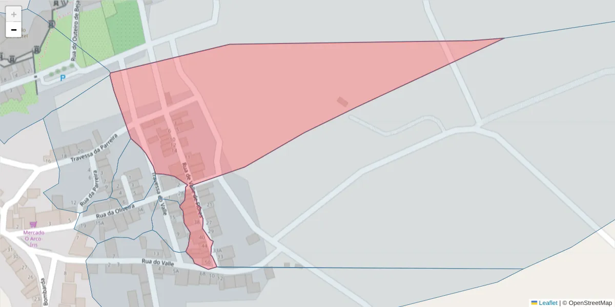 Mapa detalhado do código postal 7220-402 com limites, códigos postais vizinhos e agências dos correios