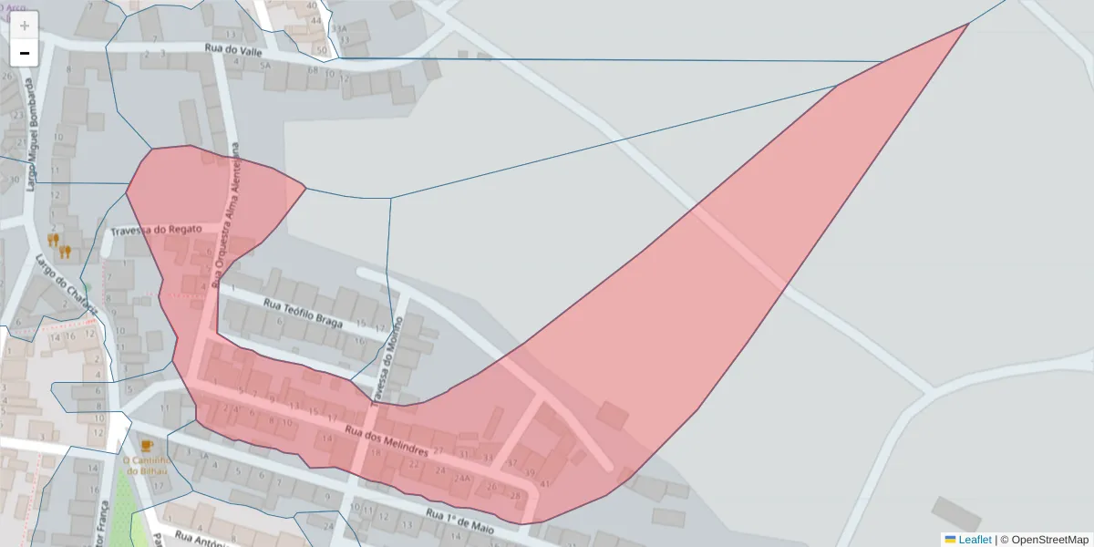 Mapa detalhado do código postal 7220-415 com limites, códigos postais vizinhos e agências dos correios