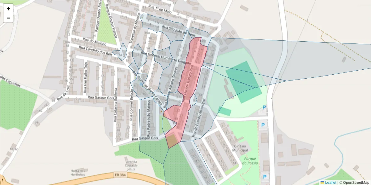Mapa detalhado do código postal 7220-424 com limites, códigos postais vizinhos e agências dos correios