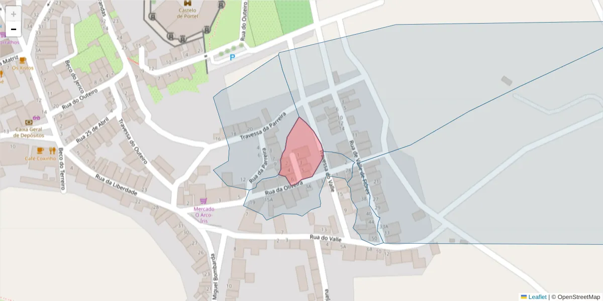 Mapa detalhado do código postal 7220-431 com limites, códigos postais vizinhos e agências dos correios