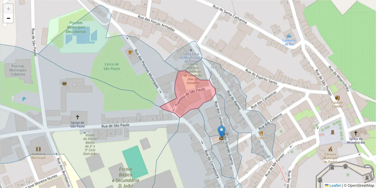 Mapa detalhado do código postal 7220-435 com limites, códigos postais vizinhos e agências dos correios
