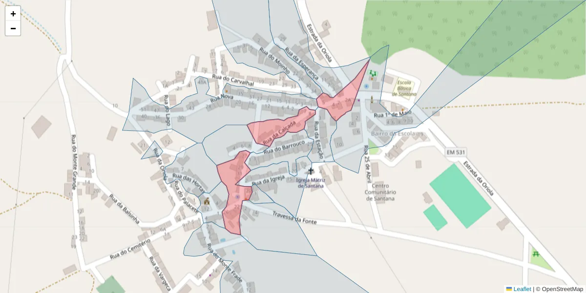 Mapa detalhado do código postal 7220-489 com limites, códigos postais vizinhos e agências dos correios