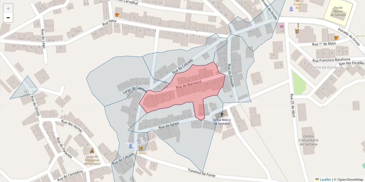 Mapa detalhado do código postal 7220-497 com limites, códigos postais vizinhos e agências dos correios