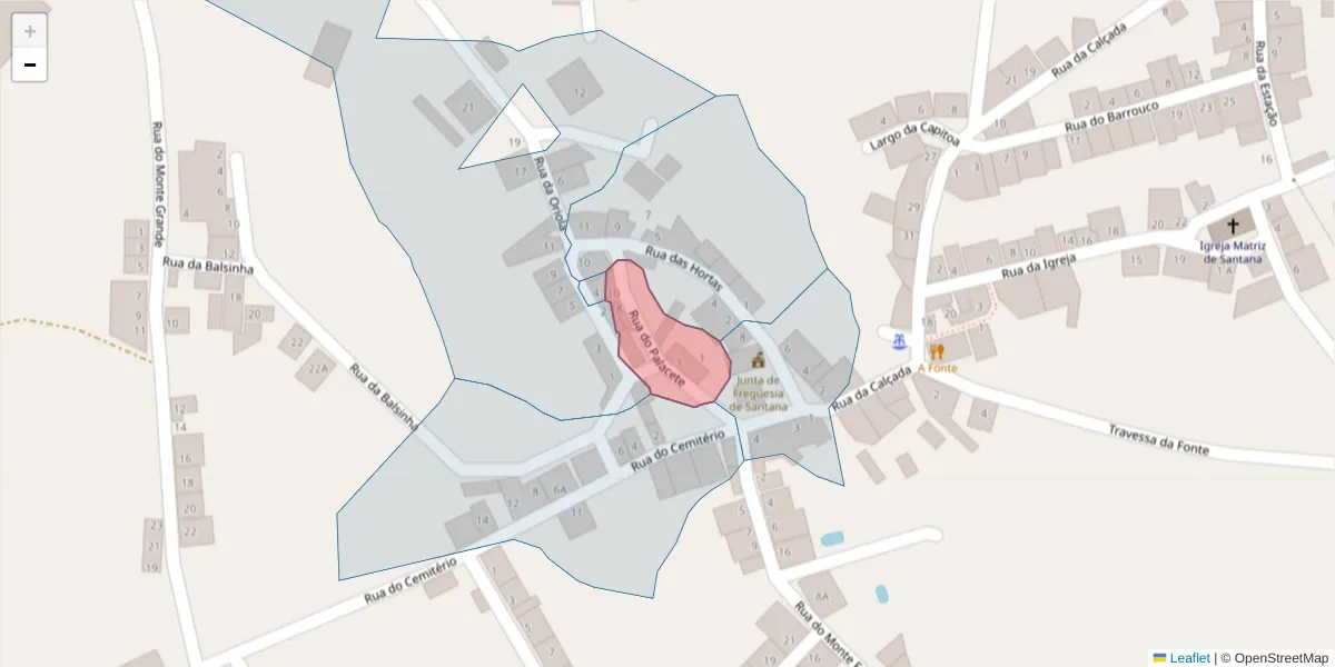 Mapa detalhado do código postal 7220-504 com limites, códigos postais vizinhos e agências dos correios