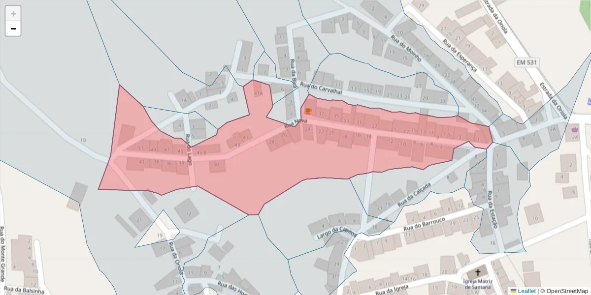 Mapa detalhado do código postal 7220-506 com limites, códigos postais vizinhos e agências dos correios
