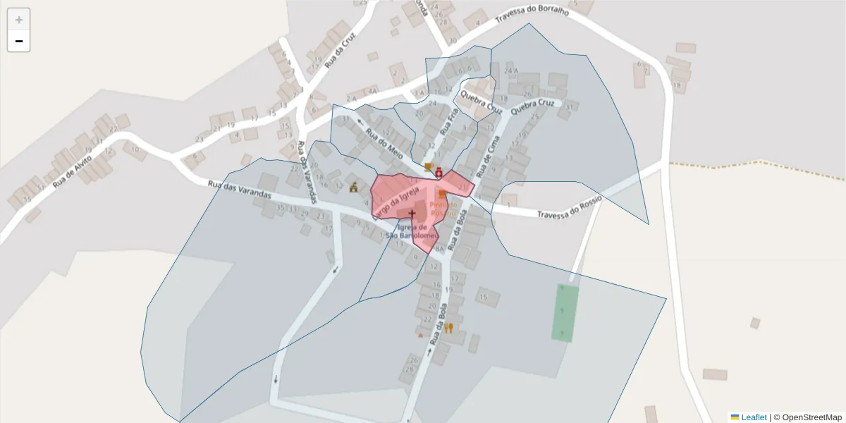 Mapa detalhado do código postal 7220-525 com limites, códigos postais vizinhos e agências dos correios