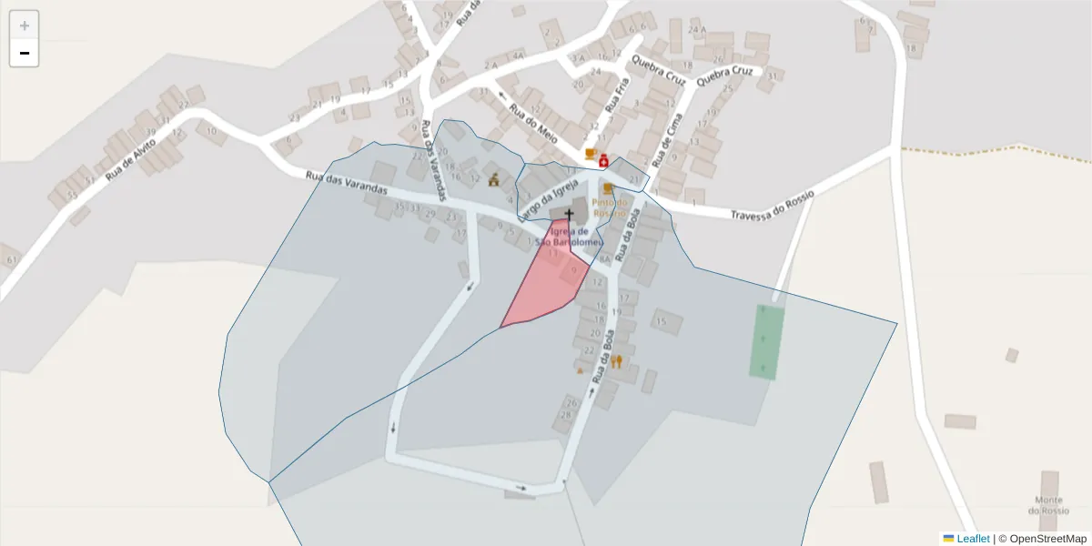Mapa detalhado do código postal 7220-526 com limites, códigos postais vizinhos e agências dos correios