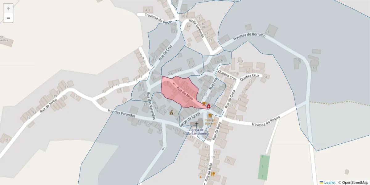 Mapa detalhado do código postal 7220-533 com limites, códigos postais vizinhos e agências dos correios