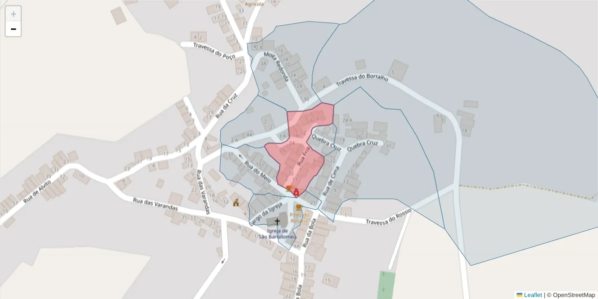 Mapa detalhado do código postal 7220-537 com limites, códigos postais vizinhos e agências dos correios