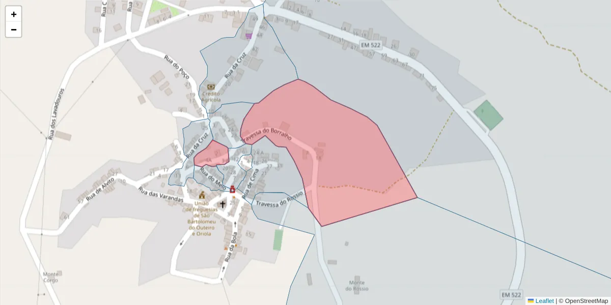 Mapa detalhado do código postal 7220-538 com limites, códigos postais vizinhos e agências dos correios