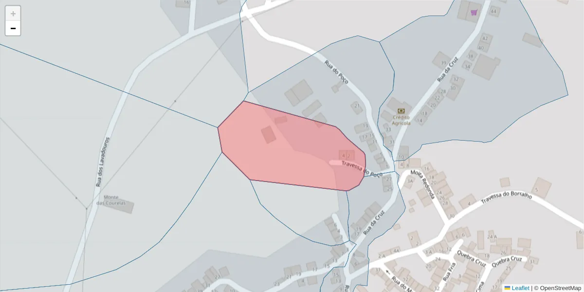 Mapa detalhado do código postal 7220-539 com limites, códigos postais vizinhos e agências dos correios