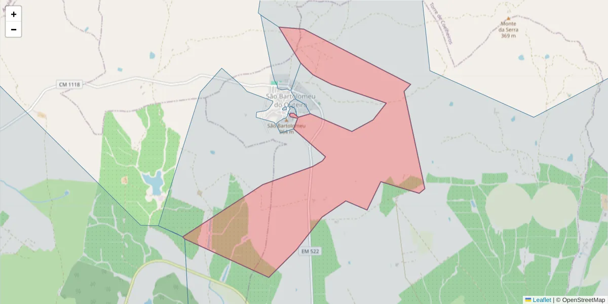 Mapa detalhado do código postal 7220-540 com limites, códigos postais vizinhos e agências dos correios