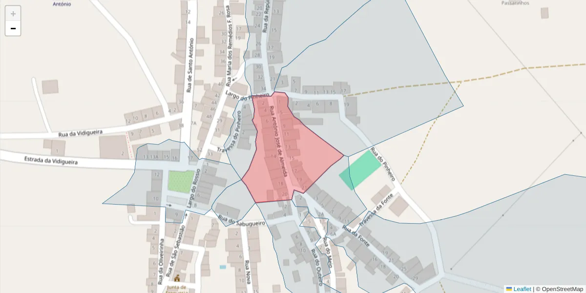 Mapa detalhado do código postal 7220-565 com limites, códigos postais vizinhos e agências dos correios