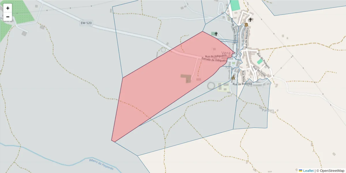 Mapa detalhado do código postal 7220-571 com limites, códigos postais vizinhos e agências dos correios