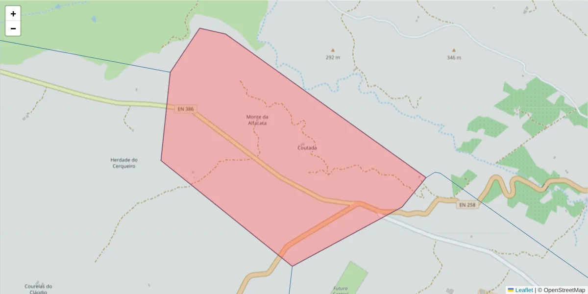 Mapa detalhado do código postal 7230-000 com limites, códigos postais vizinhos e agências dos correios