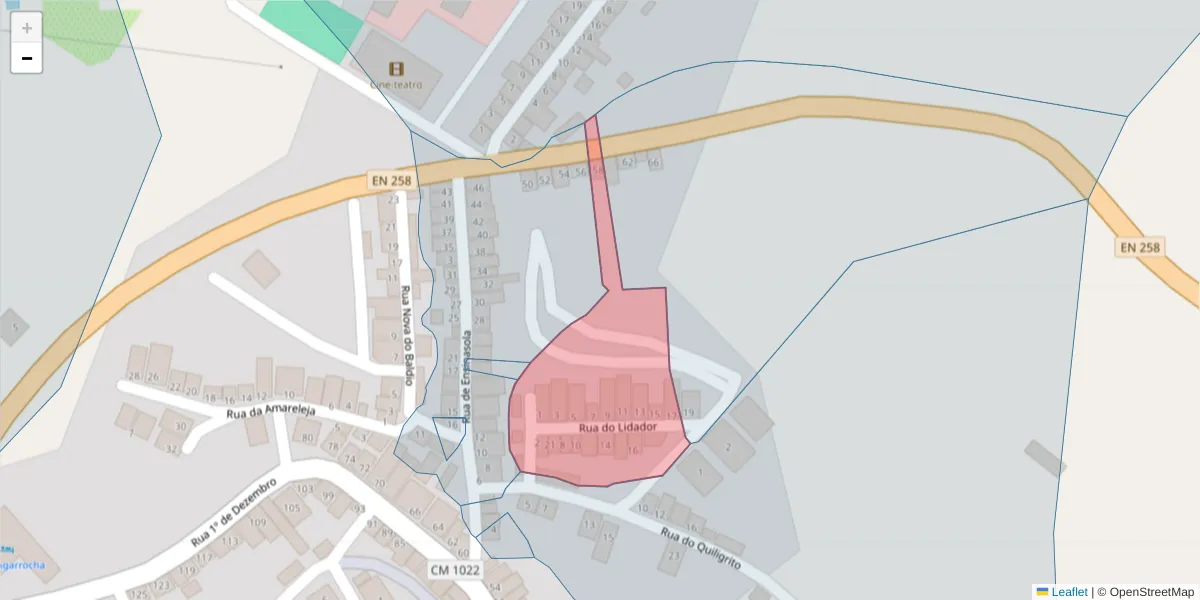 Mapa detalhado do código postal 7230-026 com limites, códigos postais vizinhos e agências dos correios