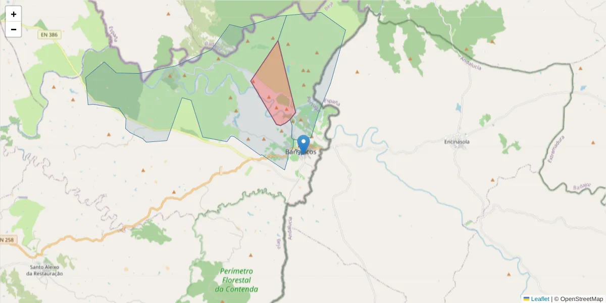 Mapa detalhado do código postal 7230-028 com limites, códigos postais vizinhos e agências dos correios