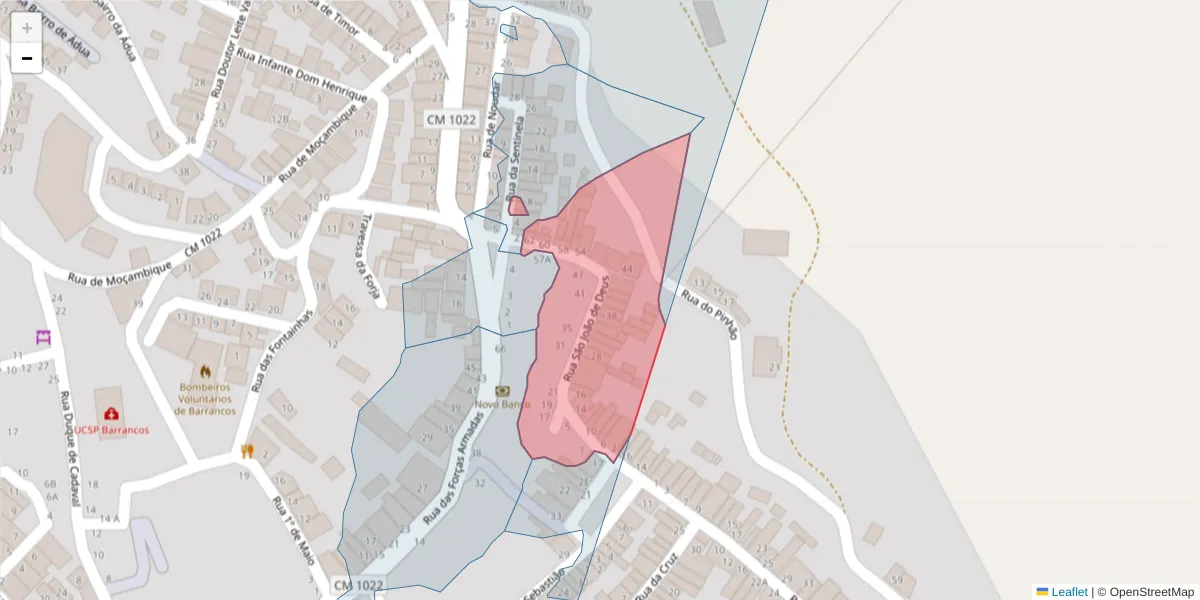 Mapa detalhado do código postal 7230-047 com limites, códigos postais vizinhos e agências dos correios