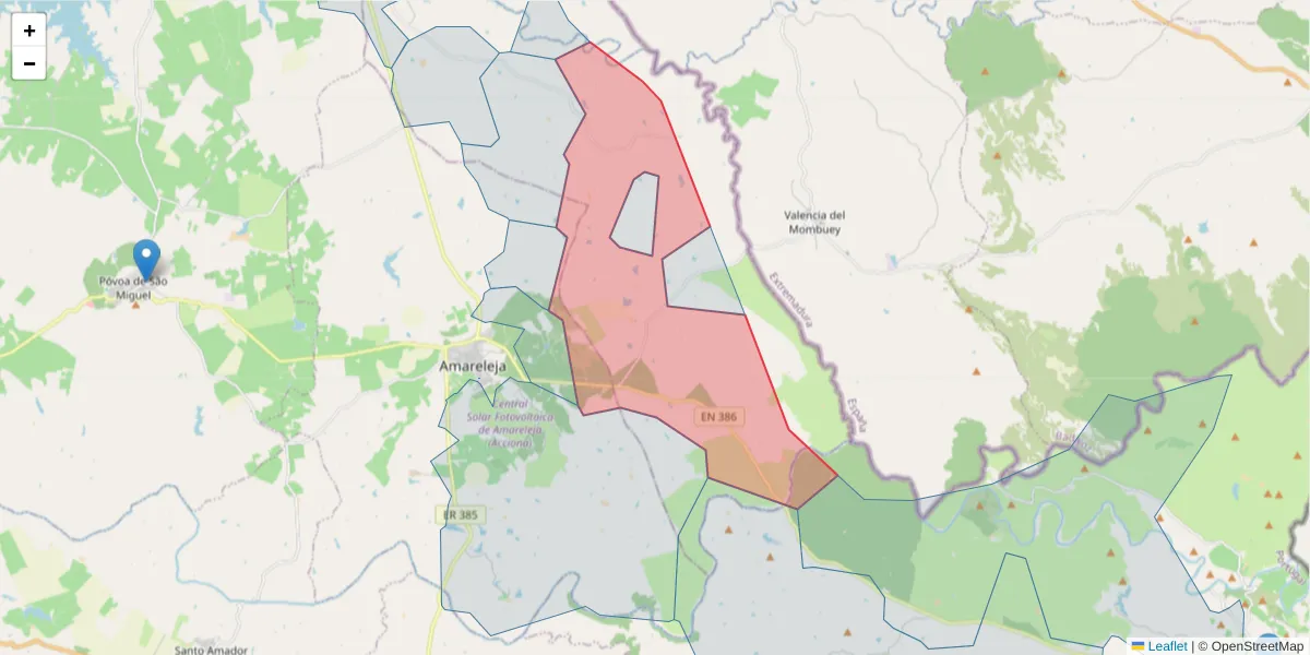 Mapa detalhado do código postal 7240-016 com limites, códigos postais vizinhos e agências dos correios