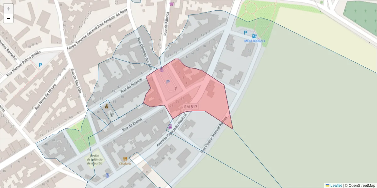 Mapa detalhado do código postal 7240-230 com limites, códigos postais vizinhos e agências dos correios