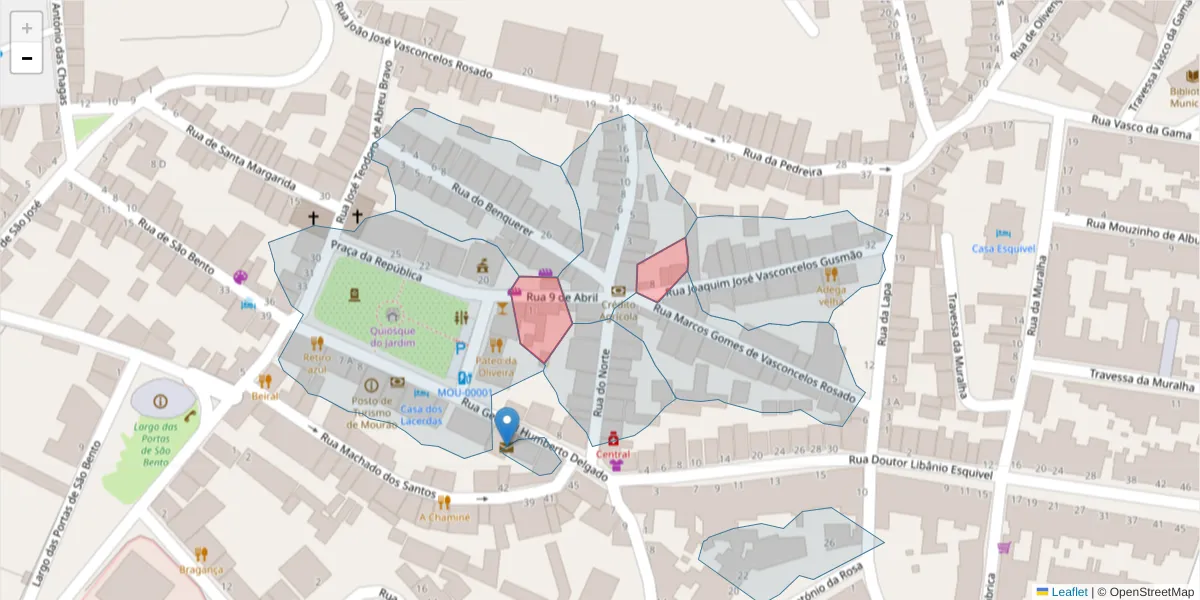 Mapa detalhado do código postal 7240-235 com limites, códigos postais vizinhos e agências dos correios