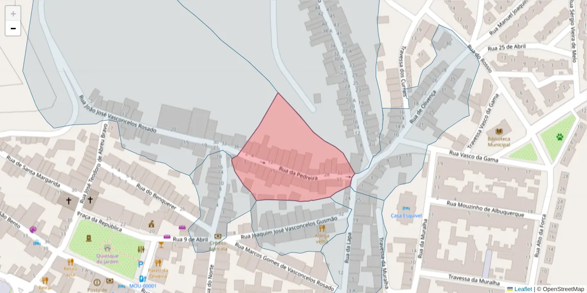 Mapa detalhado do código postal 7240-243 com limites, códigos postais vizinhos e agências dos correios
