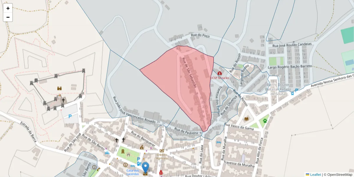 Mapa detalhado do código postal 7240-245 com limites, códigos postais vizinhos e agências dos correios