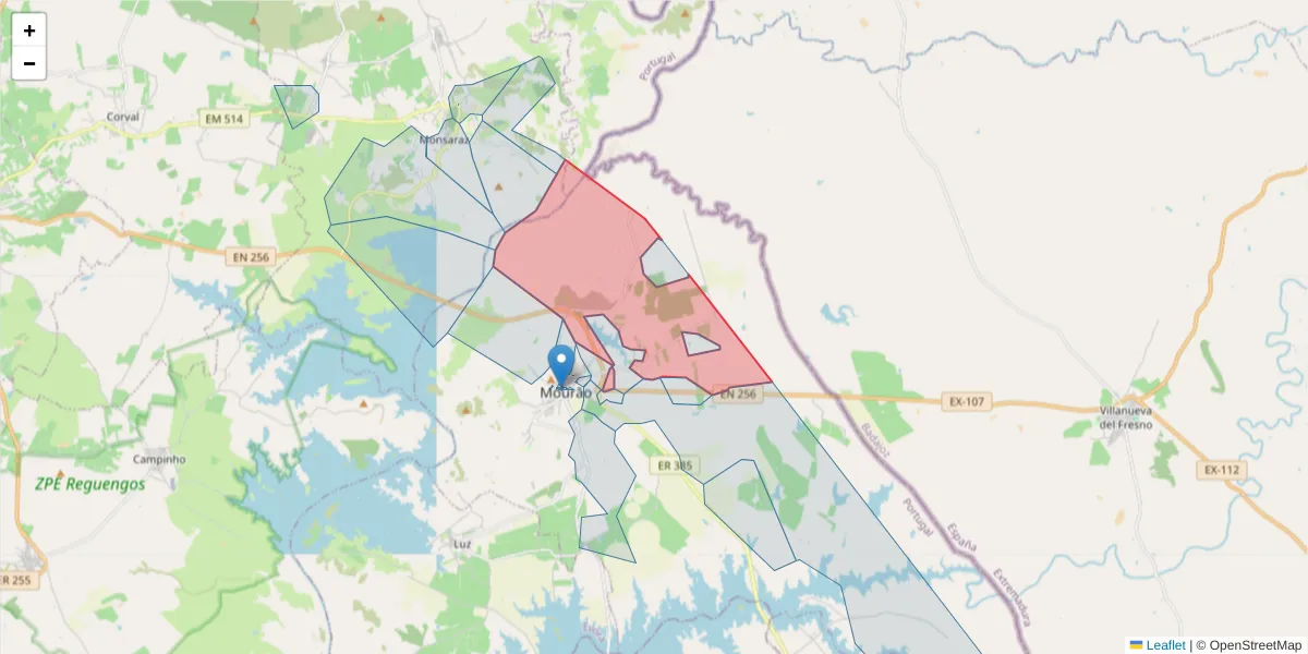 Mapa detalhado do código postal 7240-253 com limites, códigos postais vizinhos e agências dos correios
